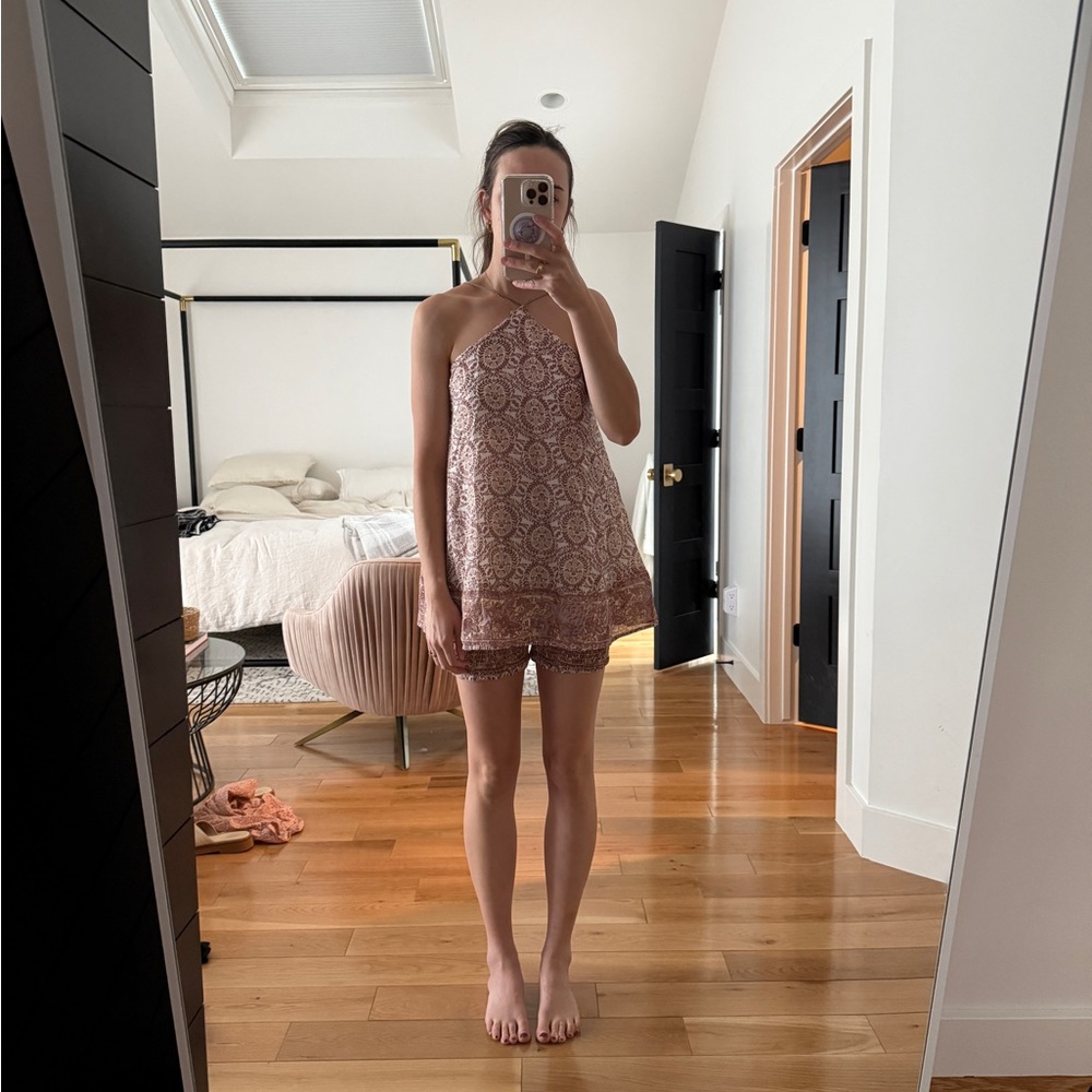 Free People Patterned Halter Top and Shorts Set